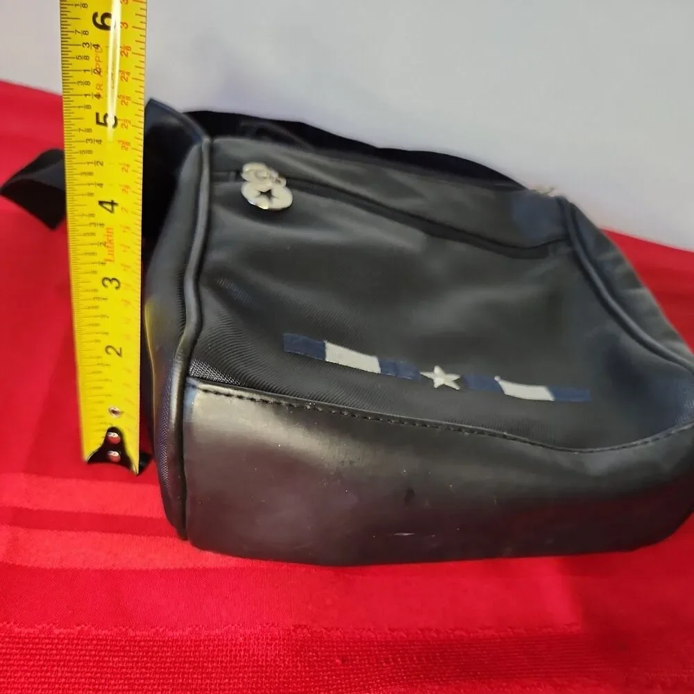 Vtg Black Nylon Crossbody Bag Utility Messenger Shoulder Star Multi-Pocket